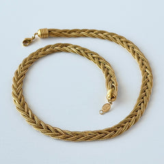 Vintage Napier 1995 Legacy Collection gold‑plated braided foxtail chain necklace with signed oval hangtag and lobster clasp.