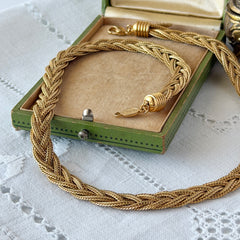 Vintage Napier 1995 Legacy Collection gold‑plated braided foxtail chain necklace with signed oval hangtag and lobster clasp.