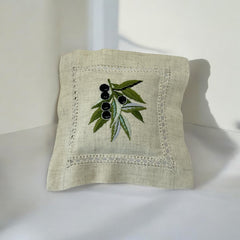 Embroidered Lavender Sachet Mini Pillow - Olives Ecru