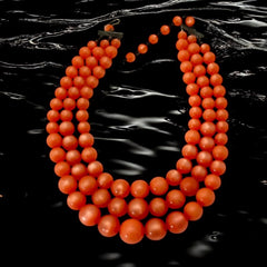 Vintage Orange Moonglow Lucite 3-Strand Necklace (1950s)