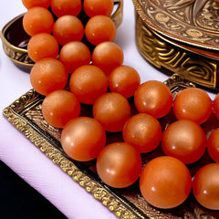 Vintage Orange Moonglow Lucite 3-Strand Necklace (1950s)