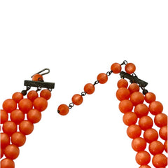 Vintage Orange Moonglow Lucite 3-Strand Necklace (1950s)