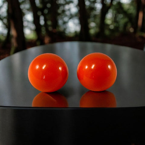 Vintage 1970s French Orange Ball Plastic Clip-on Earrings