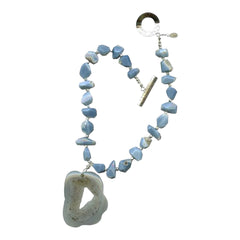 Light Gray Druzy Agate & Owyhee Opal Necklace