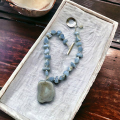 Light Gray Druzy Agate & Owyhee Opal Necklace