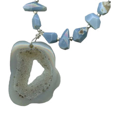 Light Gray Druzy Agate & Owyhee Opal Necklace