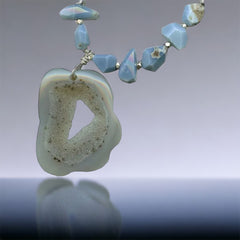 Light Gray Druzy Agate & Owyhee Opal Necklace