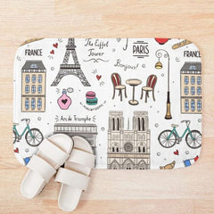 Bath Mat - Paris Monuments - White