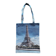 French Eiffel Tower Tapestry Tote Bag | Stylish Colorful Carryall | Fashionable Summer Colors Shoulder Bag | Paris Lover Gift