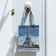 French Eiffel Tower Tapestry Tote Bag | Stylish Colorful Carryall | Fashionable Summer Colors Shoulder Bag | Paris Lover Gift