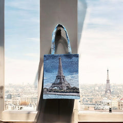 French Eiffel Tower Tapestry Tote Bag | Stylish Colorful Carryall | Fashionable Summer Colors Shoulder Bag | Paris Lover Gift