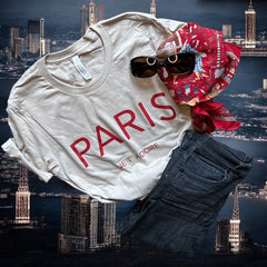 Chic and Fun "Paris Je T'Adore" French-Themed Tan Tee