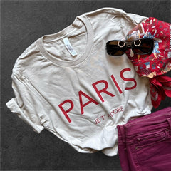 Chic and Fun "Paris Je T'Adore" French-Themed Tan Tee