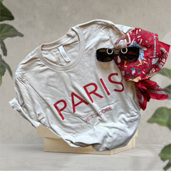 Chic and Fun "Paris Je T'Adore" French-Themed Tan Tee