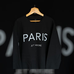 Cozy and Stylish "Paris Je T'Adore" French-Themed Black Sweatshirt