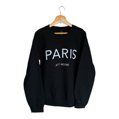 Cozy and Stylish "Paris Je T'Adore" French-Themed Black Sweatshirt