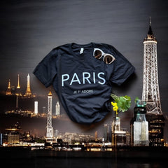 Chic and Fun "Paris Je T'Adore" French-Themed Black Tee