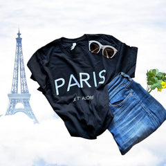 Chic and Fun "Paris Je T'Adore" French-Themed Black Tee