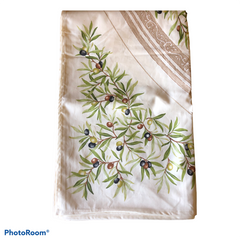 Provence Coated Square Tablecloth - Olive Baux - Natural