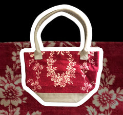 French Toile de Jouy Handbag - Floral Quail - Red & Beige