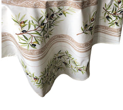 Provence Coated Square Tablecloth - Olive Baux - Natural