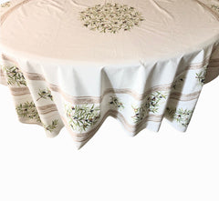 Provence Coated Square Tablecloth - Olive Baux - Natural