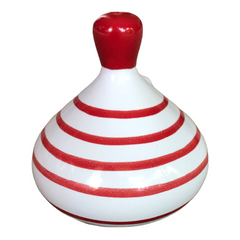 Red Stripes Ceramic Salt Cellar with Spoon