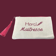 Zipper Pouch - Merci Maitresse - Pink or Gold - Medium