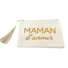 Zipper Pouch - Maman d'Amour - Pink or Gold - Medium