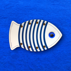 French Cutting Board - Fish and Blue Stripes