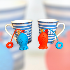 French Coastal Charm: Sea-Themed Ceramic Mug with Stripes