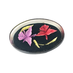 Vintage 1950s Reverse Carved Lucite Orchid Oval Brooch