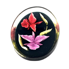 Vintage 1950s Reverse Carved Lucite Orchid Oval Brooch