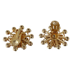 Vintage Pink & Light Colorado Rhinestones Light Gold Tone Floral Clip-on Earrings