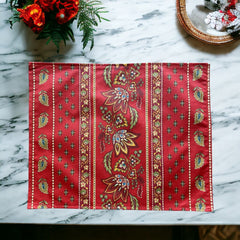 Provence Placemat - Lisa Floral Red - Coated Cotton