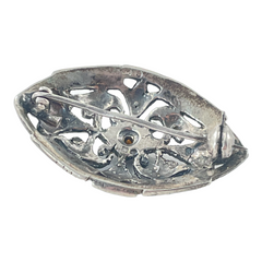 Vintage Portuguese Clear Paste Gold & Silver Marcasite Brooch
