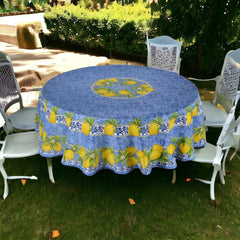 Provence Round Tablecloth - Lemons Blue & Yellow