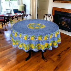 Provence Round Tablecloth - Lemons Blue & Yellow