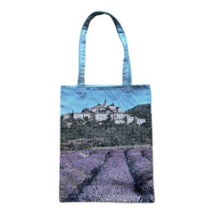 French Provence Village Lavender Field Tapestry Tote Bag | Stylish Colorful Carryall | Fashionable Summer Colors Shoulder Bag | Provence Lover Gift