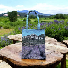 French Provence Village Lavender Field Tapestry Tote Bag | Stylish Colorful Carryall | Fashionable Summer Colors Shoulder Bag | Provence Lover Gift