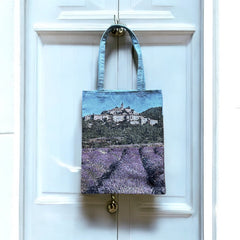 French Provence Village Lavender Field Tapestry Tote Bag | Stylish Colorful Carryall | Fashionable Summer Colors Shoulder Bag | Provence Lover Gift