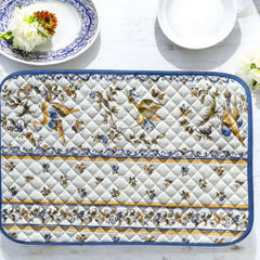 Provence Quilted Placemat - Moustiers Blue - Blue Trim - Tissus Toselli