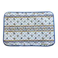 Provence Quilted Placemat - Moustiers Blue - Blue Trim - Tissus Toselli