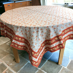 Provence Cotton Tablecloth - Square - Valdrome Nashik Off White