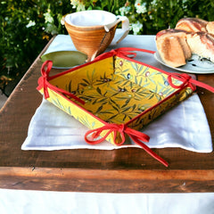 Provence Olives Yellow Baux Design Coated Cotton Bread Basket