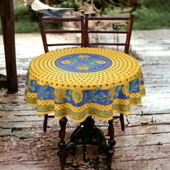 Provence Round Tablecloth - Sunflower Blue & Yellow