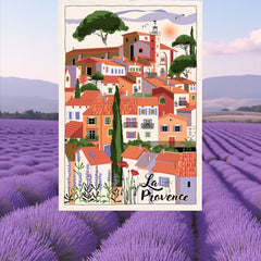 French Image Tea Towel - La Provence Village - Torchons et Bouchons