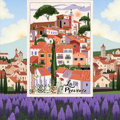 French Image Tea Towel - La Provence Village - Torchons et Bouchons