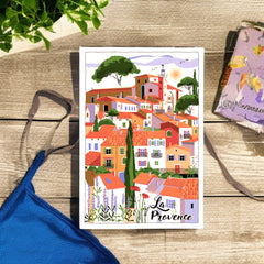 French Image Tea Towel - La Provence Village - Torchons et Bouchons