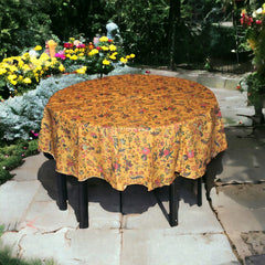 French Coated Cotton Tablecloth - Versailles Round Yellow